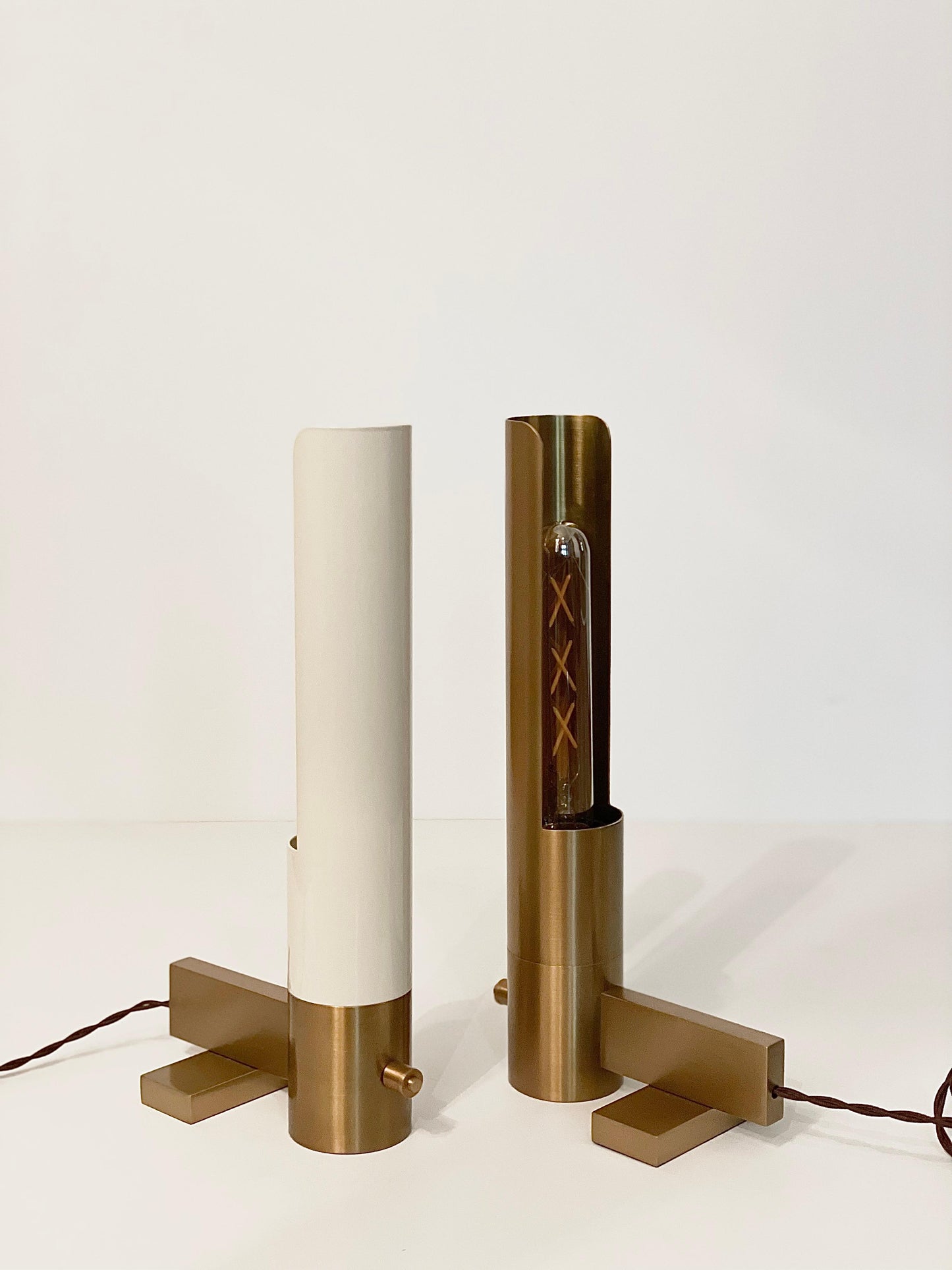 UPLIGHT TABLE LAMP BRASS & PAINTED